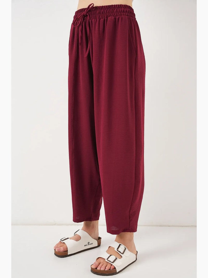 Calças salwar texturadas com cintura com cordão bdart Vermelho bordô - Kiabi