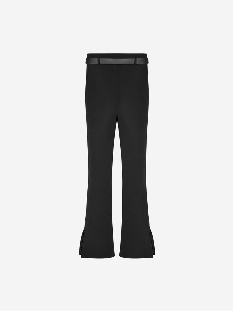 Calças skinny à boca de sino com cinto Preto - Kiabi