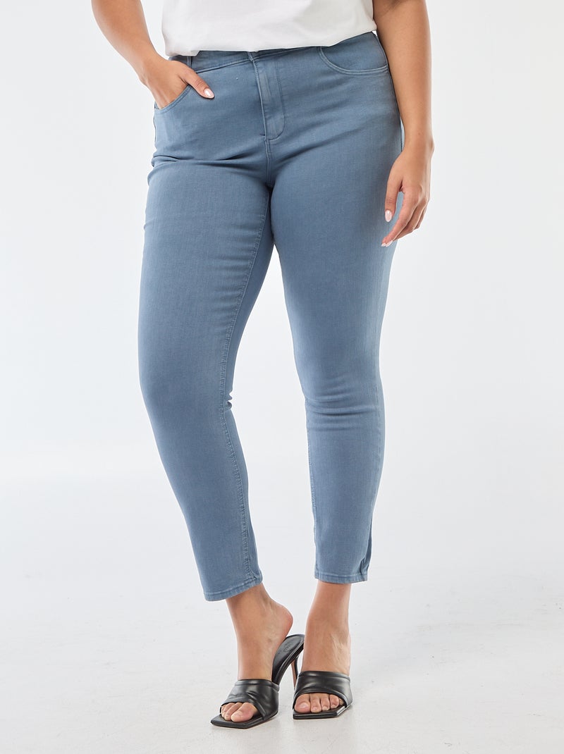 Calças skinny com cintura subida Azul - Kiabi