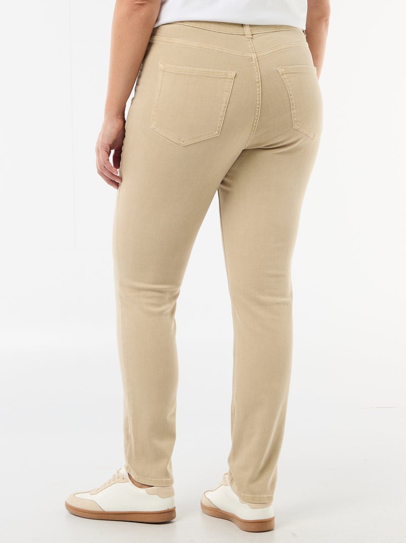 Calças skinny com cintura subida Bege - Kiabi