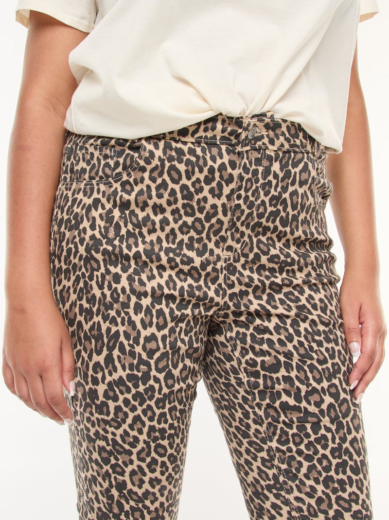 Calças skinny com cintura subida Bege - Kiabi