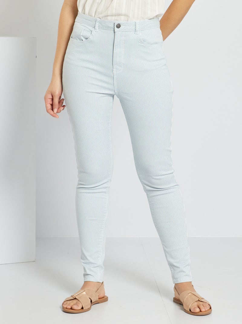 Calças skinny com cintura subida BRANCO - Kiabi