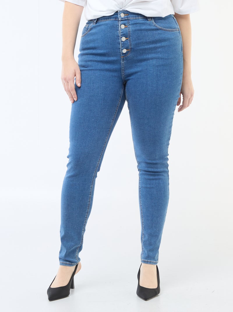 Calças skinny de cintura muito subida - L28 Azul - Kiabi