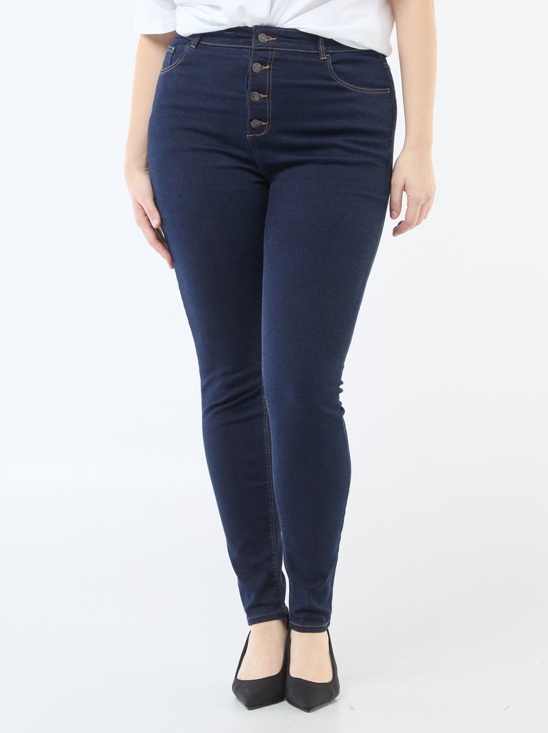 Calças skinny de cintura muito subida - L28 Azul - Kiabi