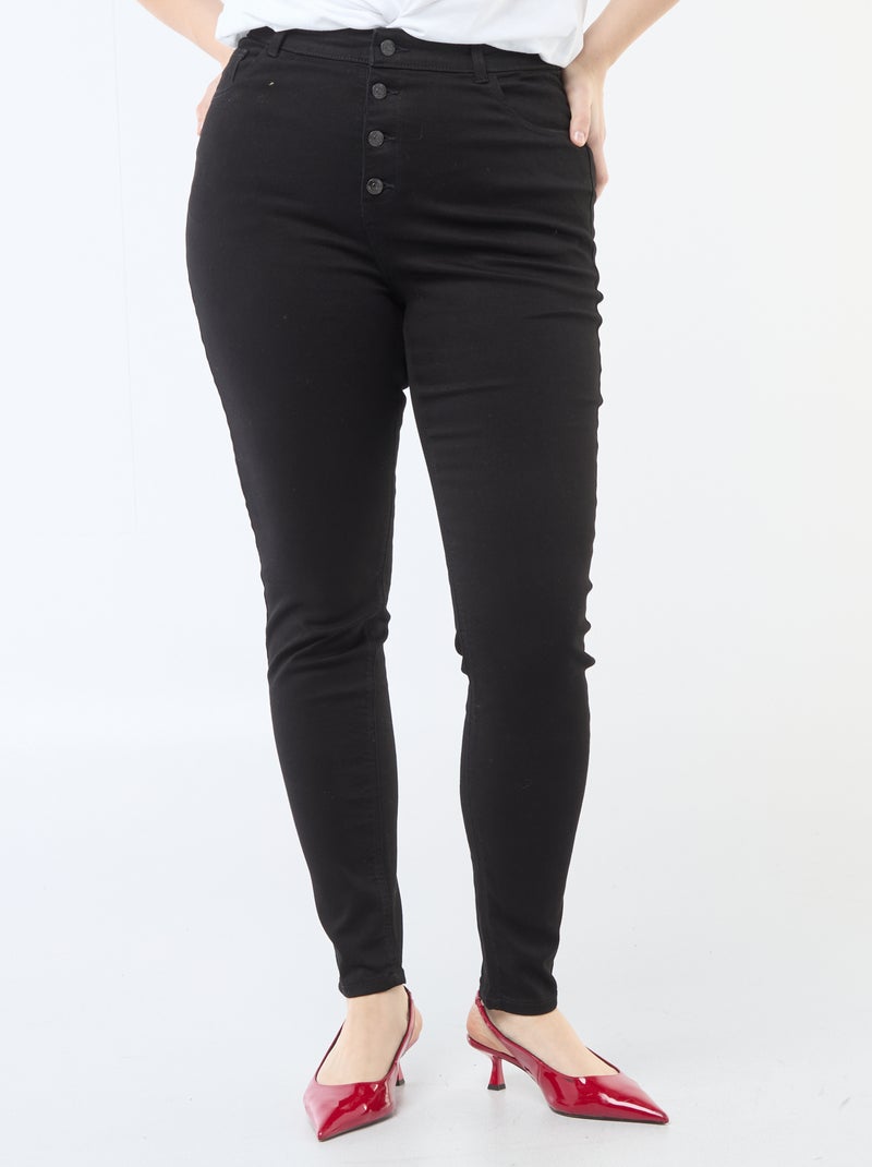 Calças skinny de cintura muito subida - L28 Preto - Kiabi