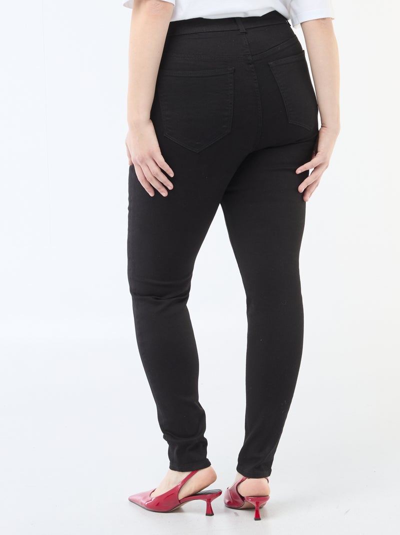 Calças skinny de cintura muito subida - L28 Preto - Kiabi