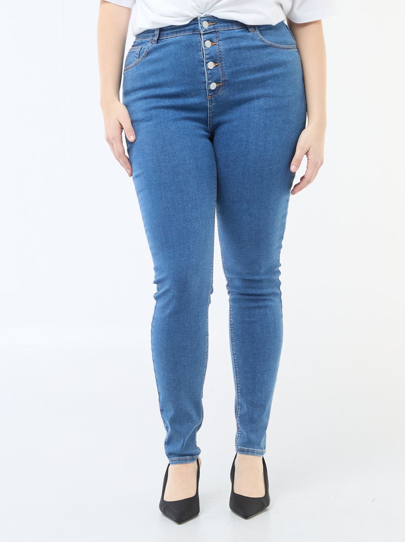 Calças skinny de cintura muito subida - L30 Azul - Kiabi
