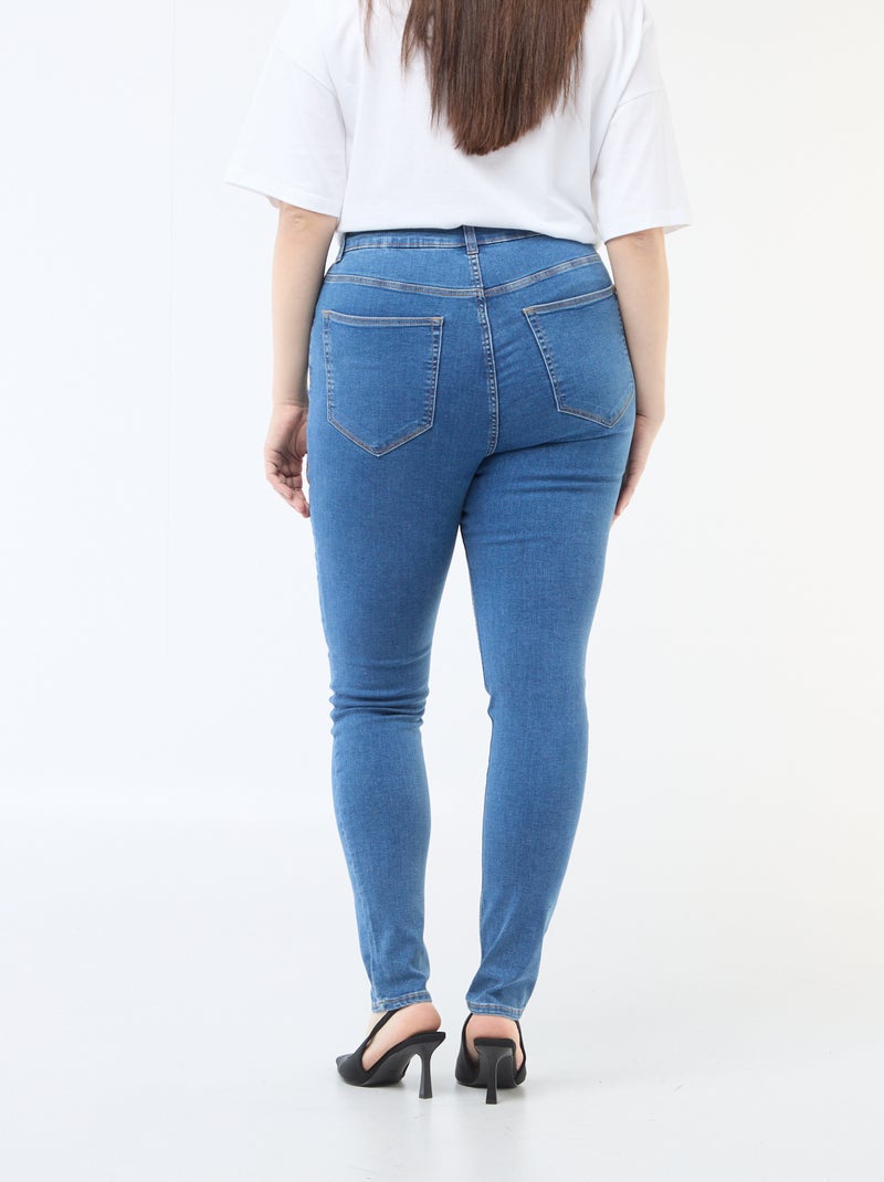 Calças skinny de cintura muito subida - L30 Azul - Kiabi