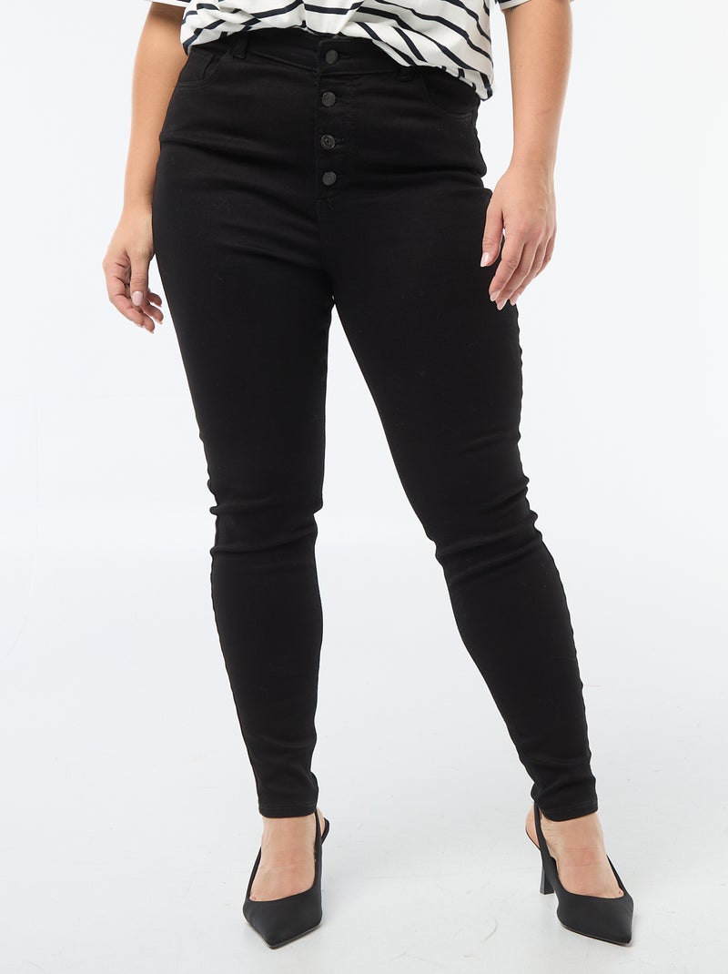 Calças skinny de cintura muito subida - L30 Preto - Kiabi