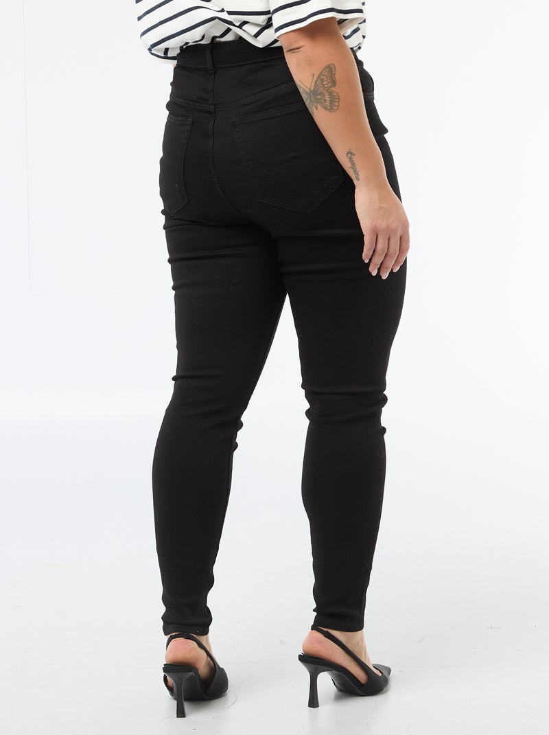 Calças skinny de cintura muito subida - L30 Preto - Kiabi