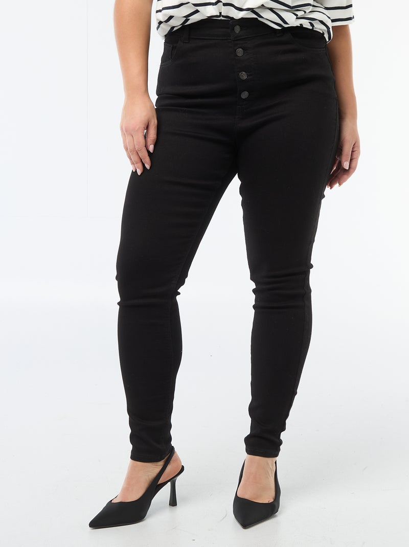 Calças skinny de cintura muito subida - L30 Preto - Kiabi