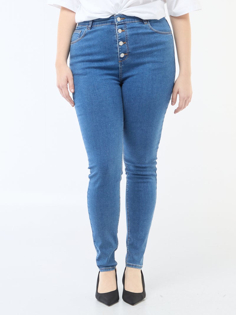 Calças skinny de cintura muito subida - L32 Azul - Kiabi