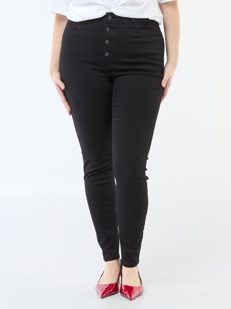 Calças skinny de cintura muito subida - L32 Preto - Kiabi