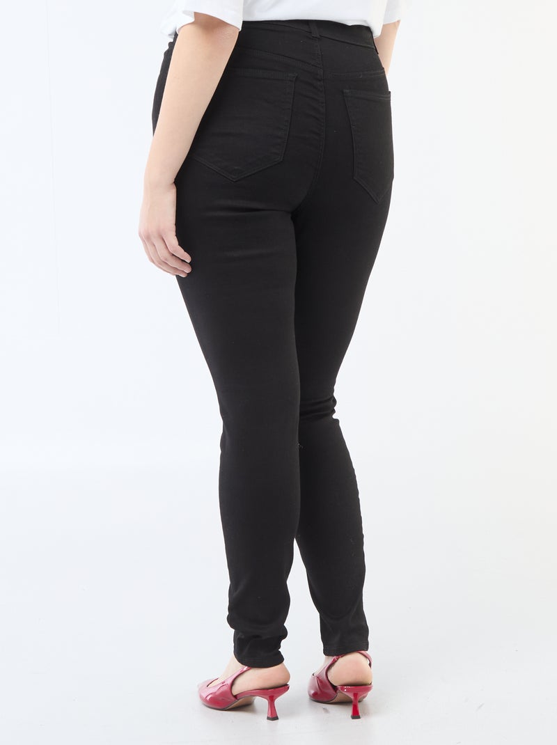 Calças skinny de cintura muito subida - L32 Preto - Kiabi
