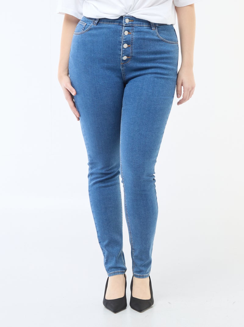 Calças skinny de cintura muito subida - L34 Azul - Kiabi