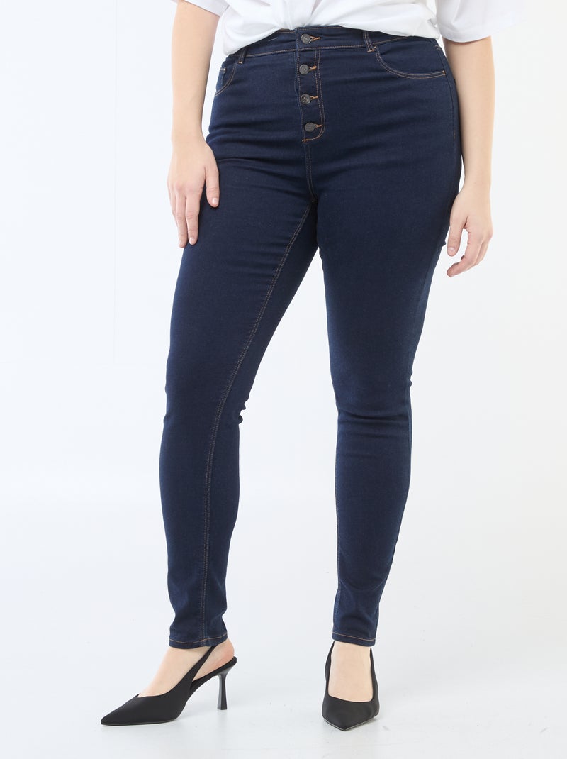 Calças skinny de cintura muito subida - L34 Azul - Kiabi