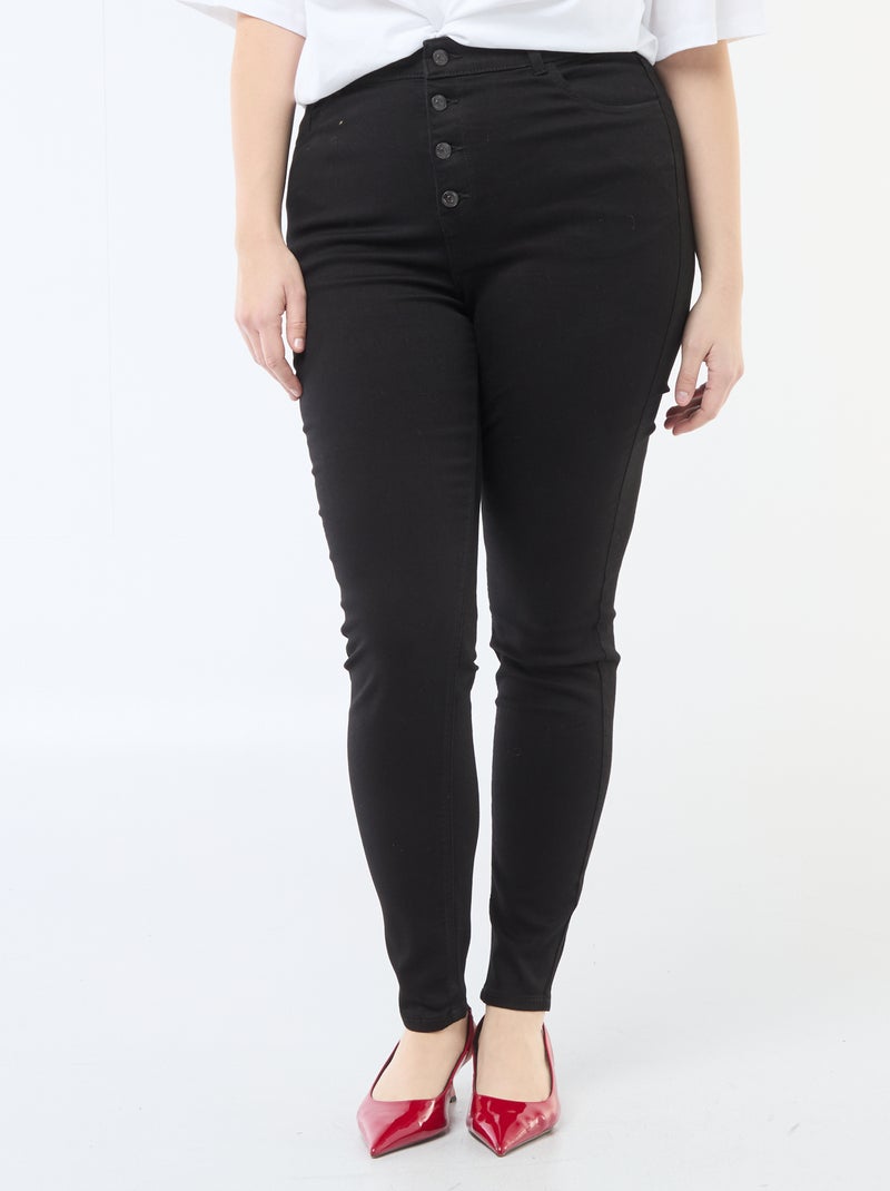 Calças skinny de cintura muito subida - L34 Preto - Kiabi