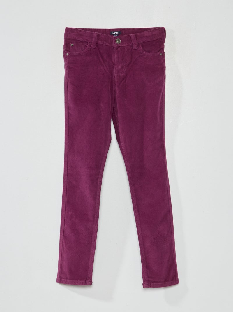 Calças skinny de veludo liso Ameixa - Kiabi