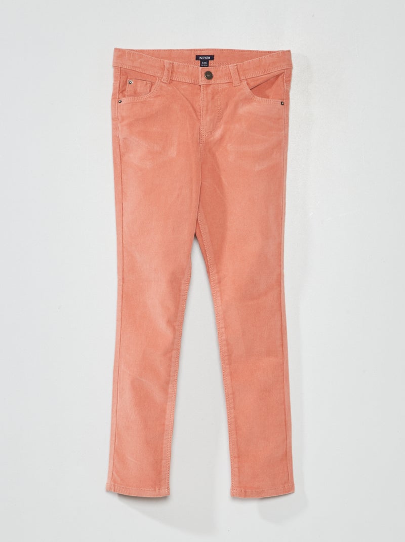 Calças skinny de veludo liso Rosa - Kiabi