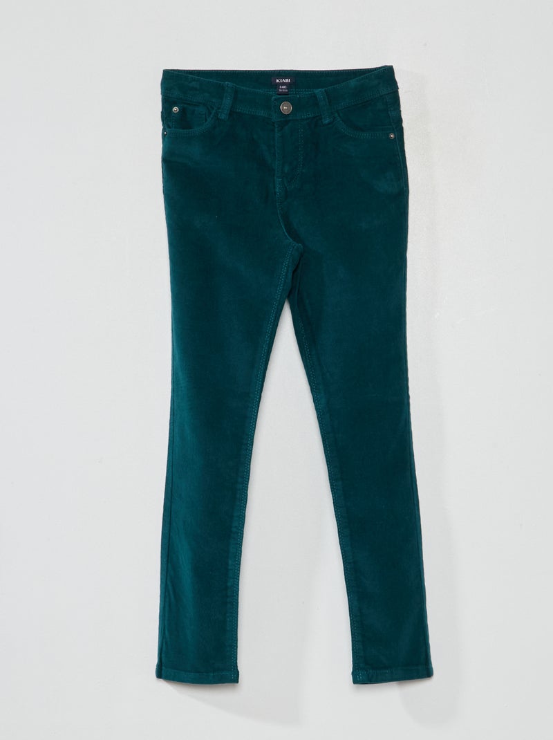 Calças skinny de veludo liso Verde - Kiabi