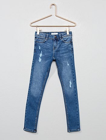 Menina 3-12 anos - Calças skinny destroy em ganga elástica - Kiabi