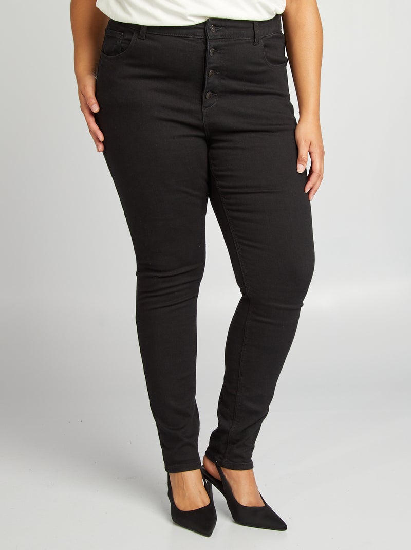 Calças skinny elásticas - 5 bolsos  - L30 PRETO - Kiabi