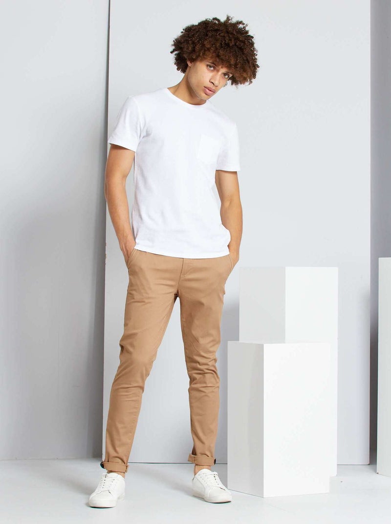 Calças skinny elásticas - L32 BEGE - Kiabi