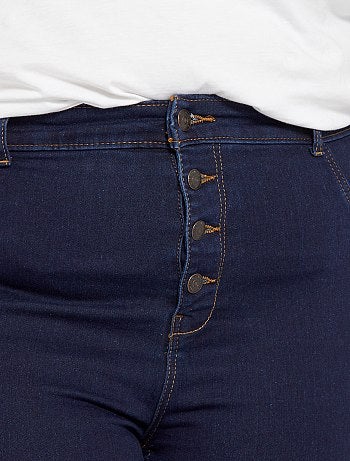 Calças skinny em ganga elástica de cintura subida - Kiabi