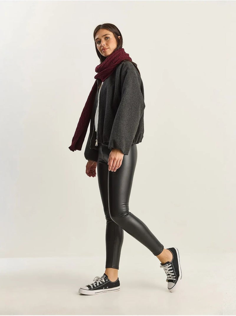 Calças skinny em pele sintética com cintura elástica lucci Preto - Kiabi