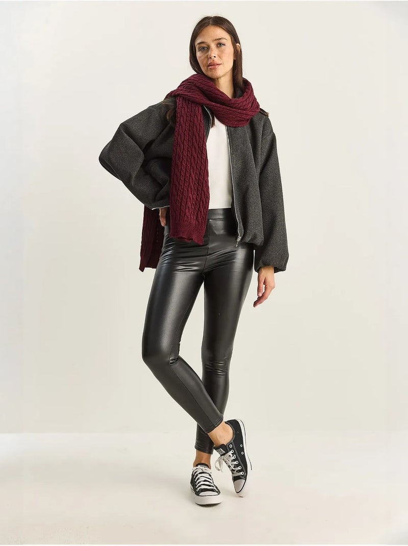 Calças skinny em pele sintética com cintura elástica lucci Preto - Kiabi