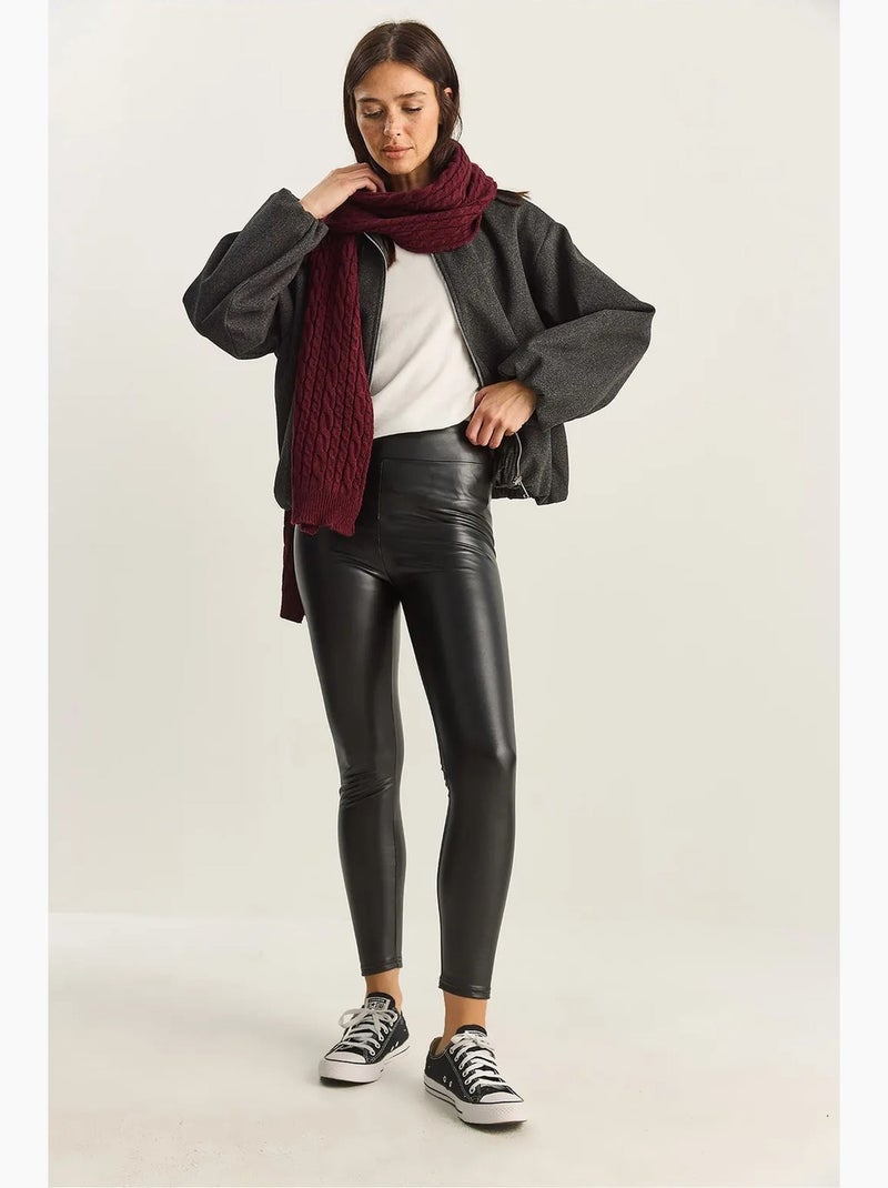 Calças skinny em pele sintética com cintura elástica lucci Preto - Kiabi