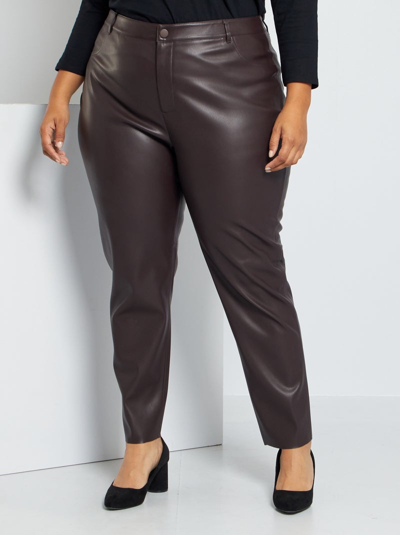 Calças skinny em pele sintética ROXO - Kiabi