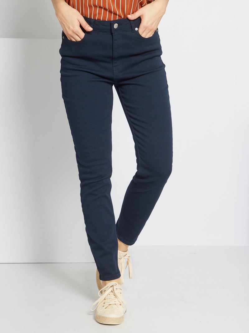 Calças skinny em sarja Azul Marinho - Kiabi
