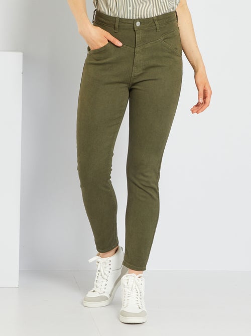 Calças skinny em sarja com cintura subida - Kiabi