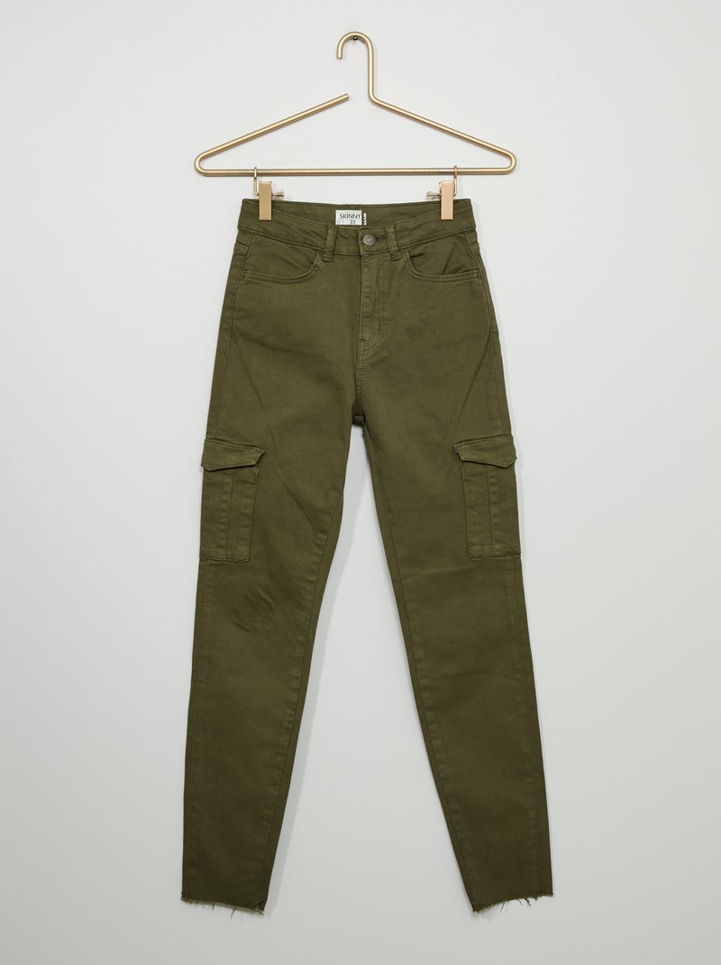Calças skinny estilo cargo CAQUI - Kiabi