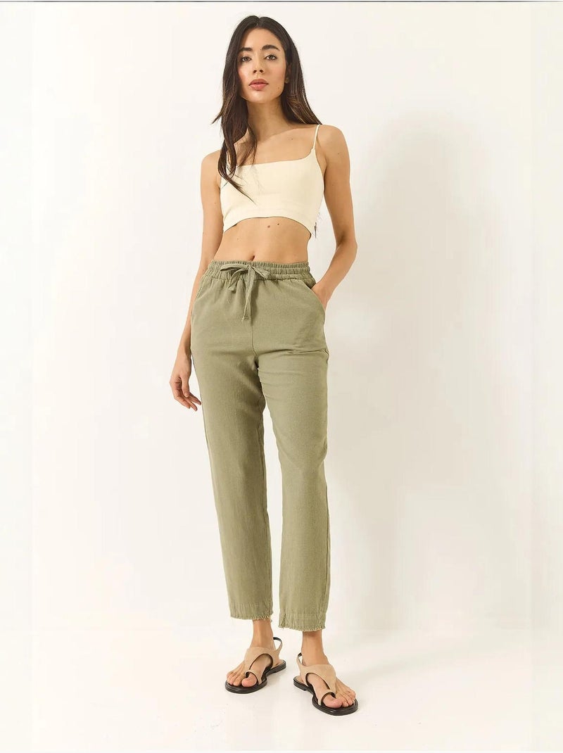 Calças skinny pelo tornozelo com bolsos lucci Cáqui - Kiabi