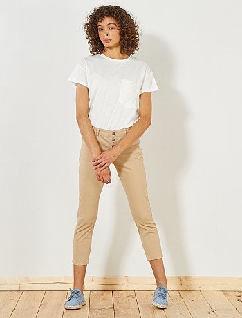 Calças slim 7/8 com cintura subida - Kiabi