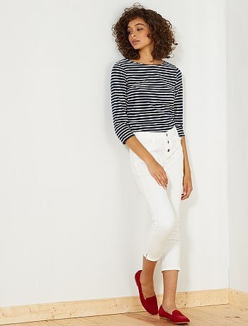 Calças slim 7/8 com cintura subida - Kiabi