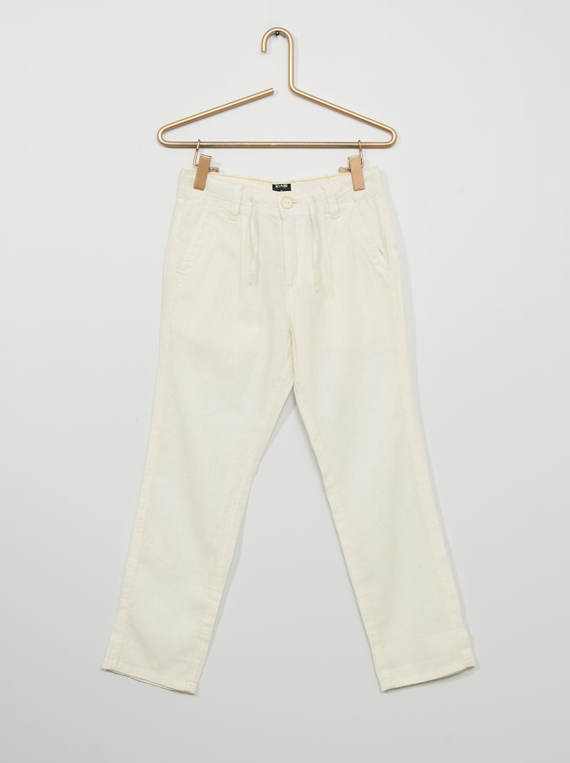 Calças slim chino de linho BRANCO - Kiabi