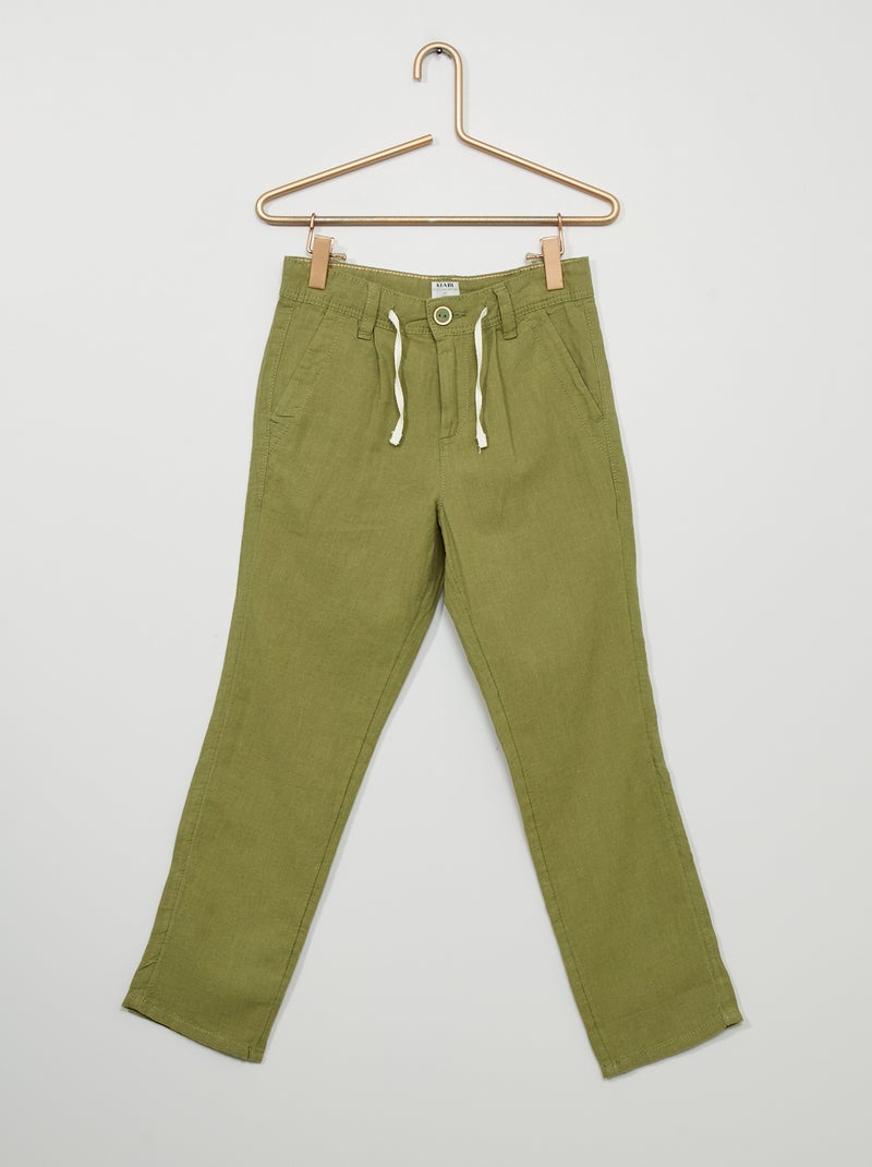 Calças slim chino de linho VERDE - Kiabi