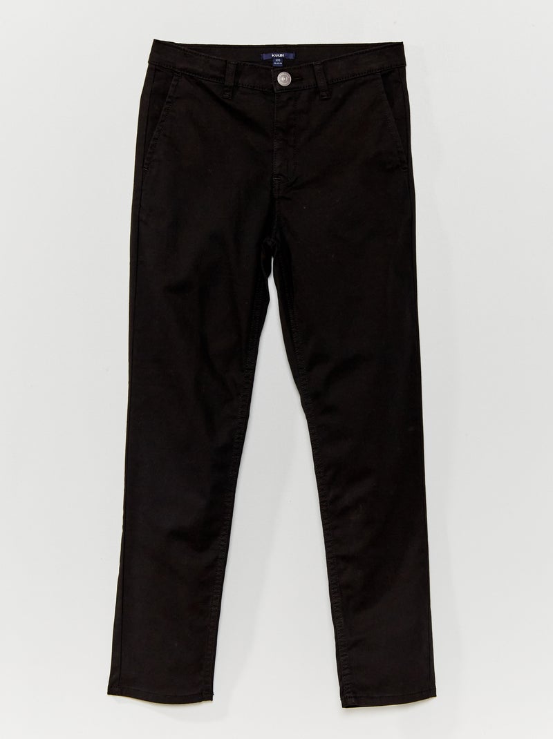 Calças slim chino em algodão elástico Preto - Kiabi