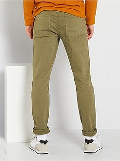 Calças slim com 5 bolsos de sarja - Kiabi