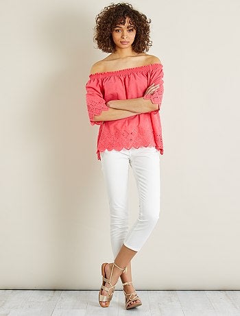 Calças slim com botões 7/8 - Kiabi