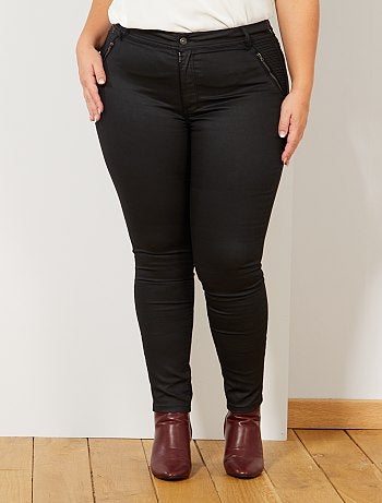 Mulher tamanhos grandes - Calças slim com revestimento estilo motociclista - Kiabi