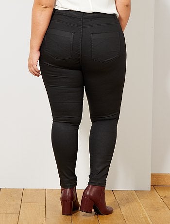 Mulher tamanhos grandes - Calças slim com revestimento estilo motociclista - Kiabi
