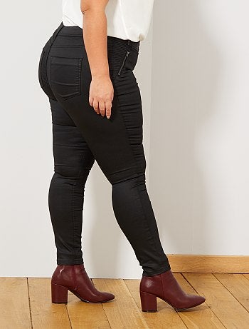 Mulher tamanhos grandes - Calças slim com revestimento estilo motociclista - Kiabi