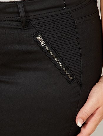 Mulher tamanhos grandes - Calças slim com revestimento estilo motociclista - Kiabi