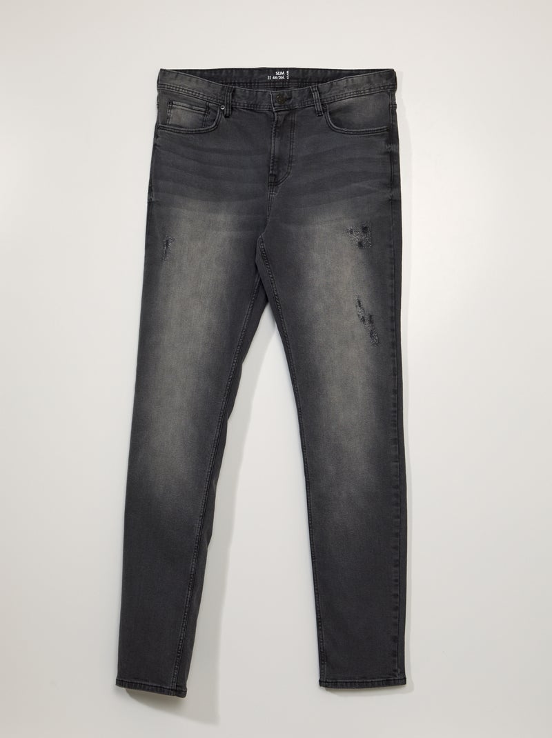 Calças slim de ganga - L36 Preto - Kiabi