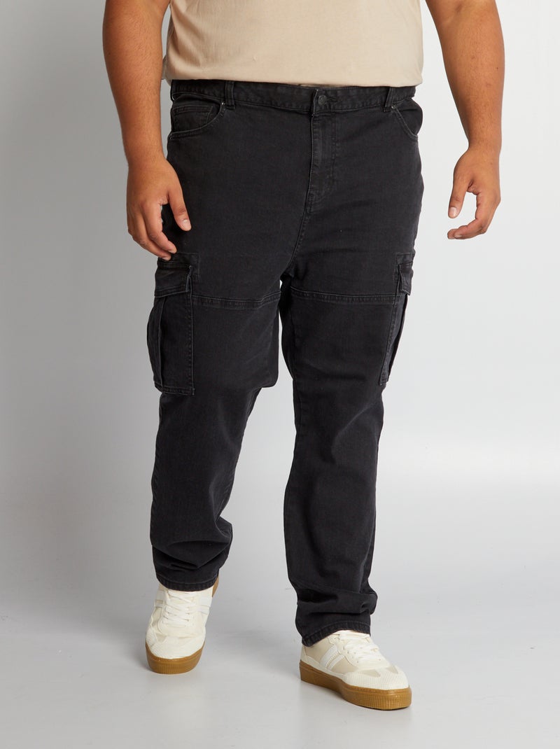 Calças slim de ganga com vários bolsos - 36L PRETO - Kiabi
