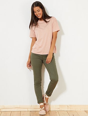 Calças slim elásticas com 5 bolsos - Kiabi